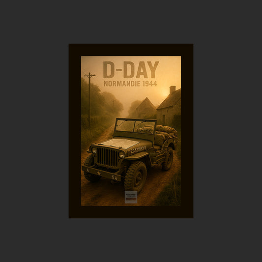 Affiche MP0006 Jeep Willys MB Chemin Hameau D-Day 1944 Normandie