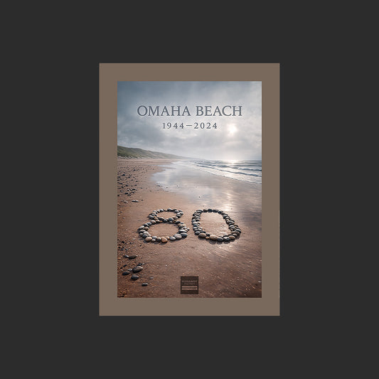 Affiche MP0024 Les 80 ans du Débarquement allié en Normandie, design avec marge couleur.